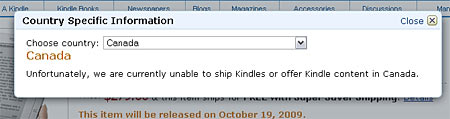 Amazon Kindle is International, but not available in Canada Amazon Kindle is International, but not available in Canada