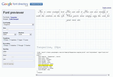 Google Font Directory