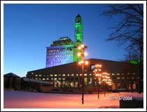 Mississauga Civic Centre @ Dusk: 1/10 sec., F2.8 and ISO 200 (File size: 1.5 MB)