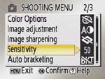 Shooting Menu 2 of 3