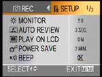 Setup Menu 1 of 3