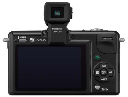 Panasonic Lumix DMC-GF2 - Back View with optional EVF