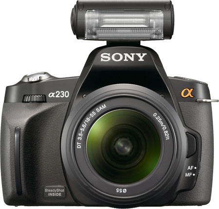 Sony alpha DSLR-A230 with optional Flash HVL-F20AM