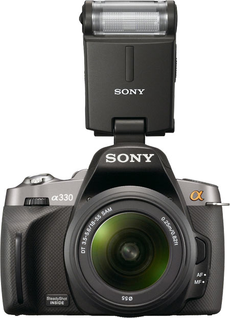 Sony alpha DSLR-A330 with optional Flash HVL-F20AM