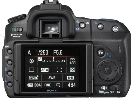 Sony alpha DSLR-A350 Back View