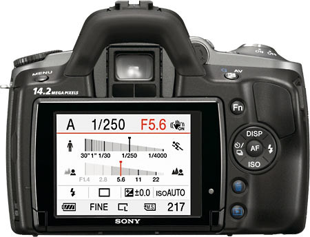 Sony alpha DSLR-A380 Back View