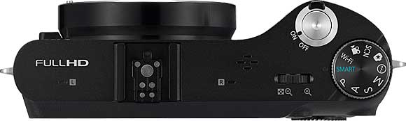 Samsung NX210 with 18-55mm F3.5-5.6 III OIS portrait lens attached - Top View